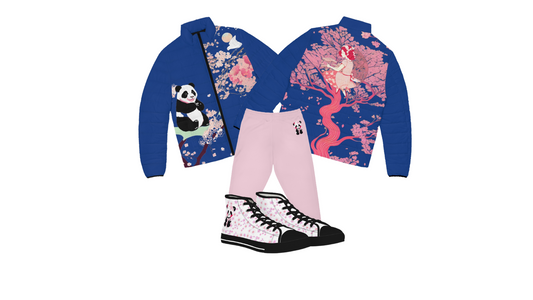 Girl of a Cherry Blossom Tree Blue Outfit