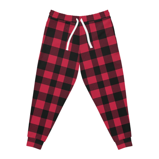 Red & Black Checkered Pattern Link Athletic Joggers (AOP)