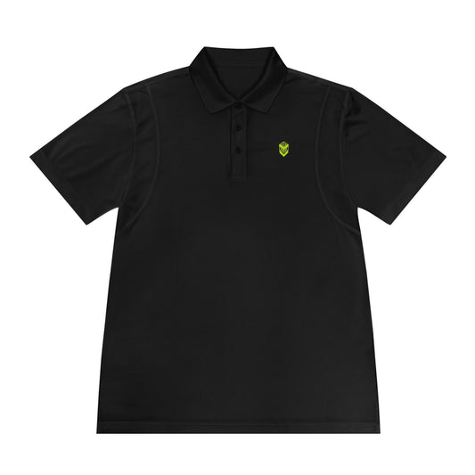Black Background Neon Yellow Logo Sport Polo Shirt
