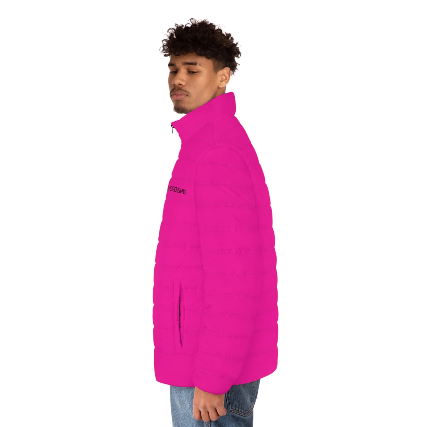 AWEROZME Neon Pink Puffer Jacket (AOP)