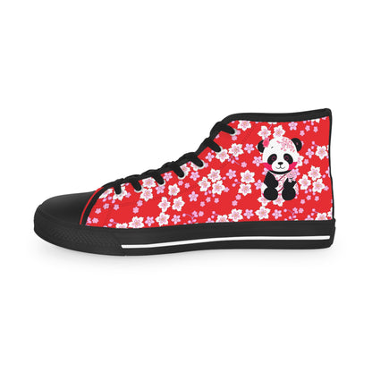 Cherry Blossom Panda Crimson High Top Sneakers
