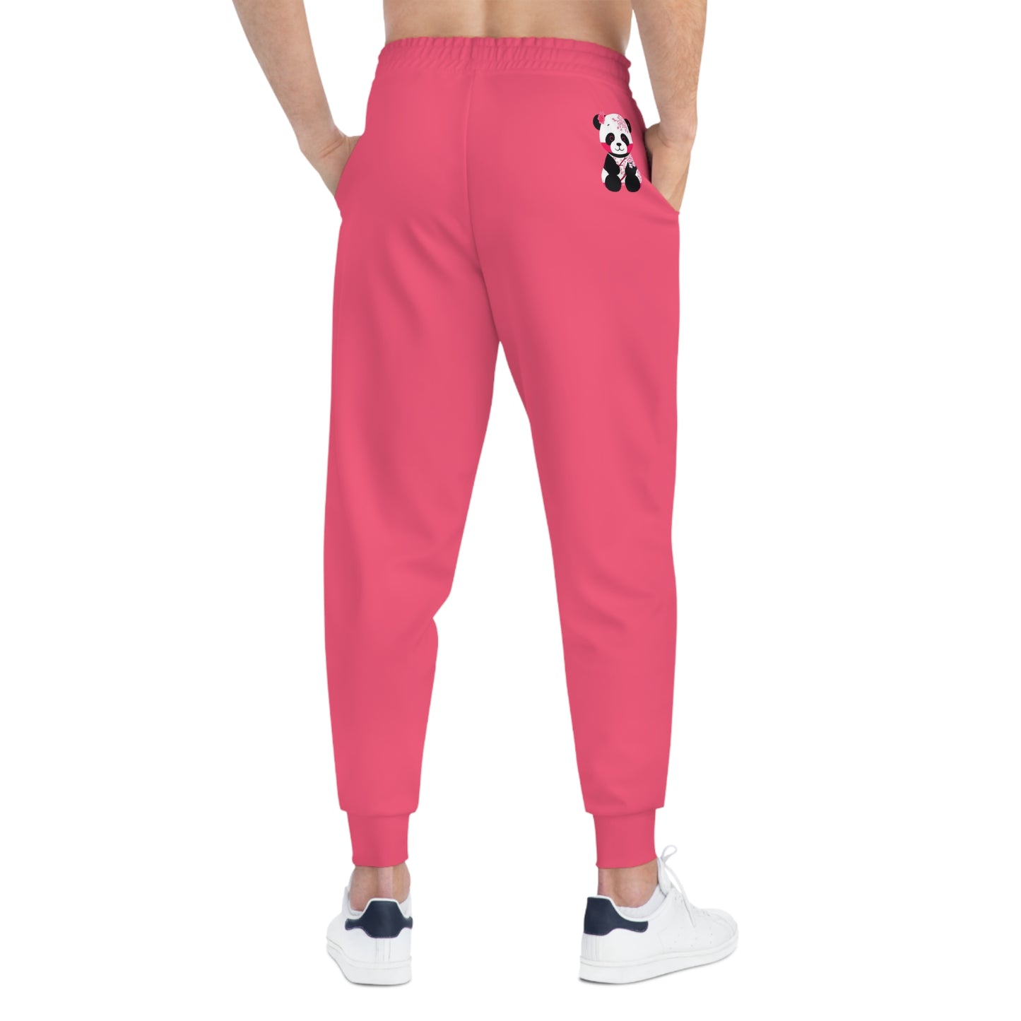 Panda Cherry Blossom Red Athletic Joggers (AOP)