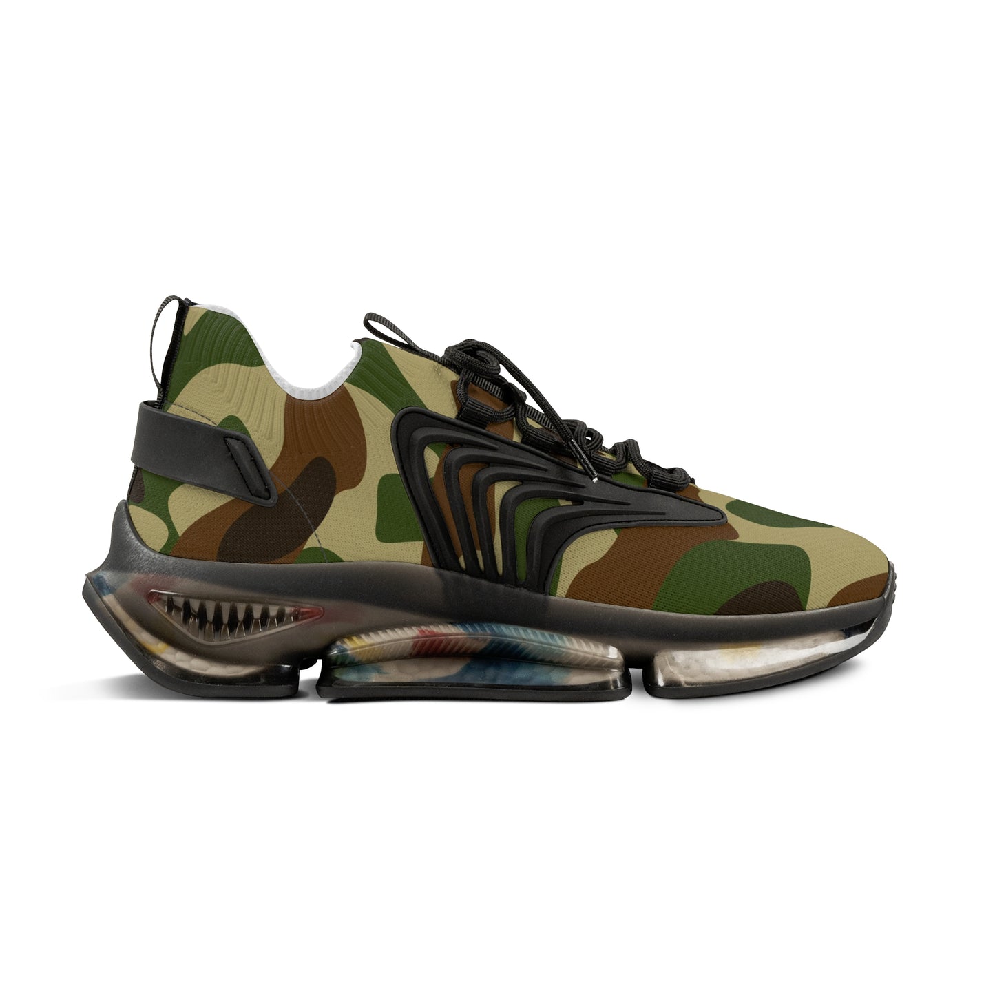 Military Ground Forces Camo Mesh Black Sole Sneakers