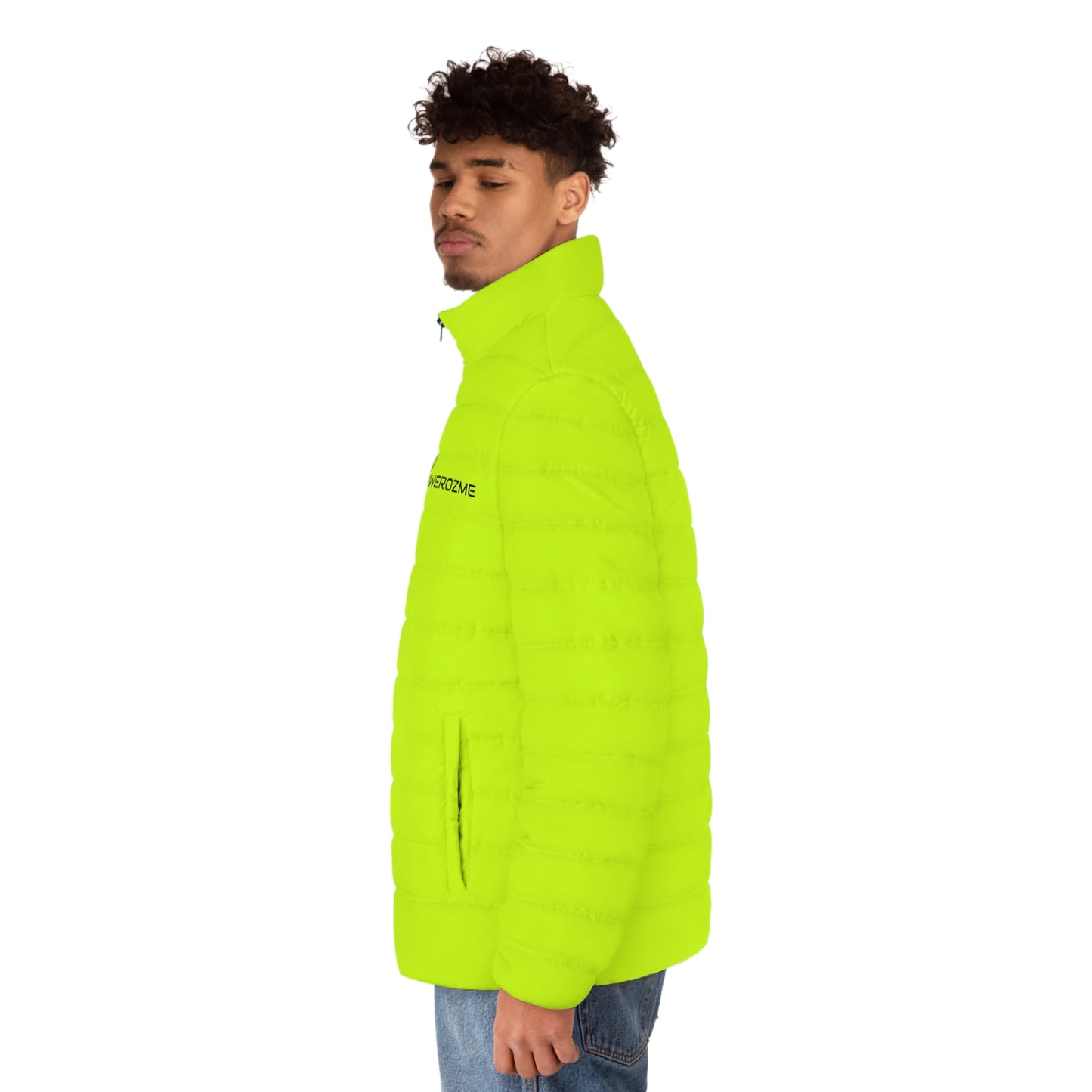 AWEROZME Neon Yellow Puffer Jacket (AOP)
