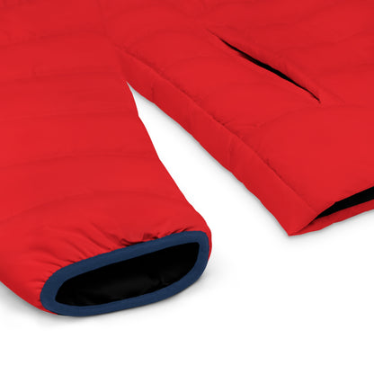 AWEROZME Crimson Red Puffer Jacket (AOP)