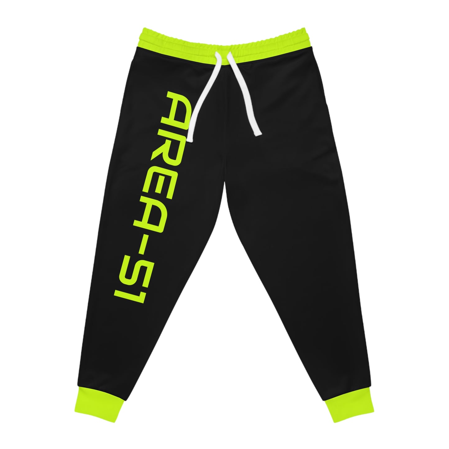 Area-51 Neon Yellow Black Background Athletic Joggers (AOP)