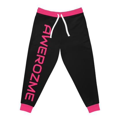 Awerozme Neon Pink On Black Background Athletic Joggers (AOP)